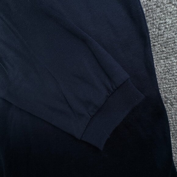 Robert Barakett Knit Polo Sweater Navy Blue Point Collar Medium LIGHTWEIGHT - Picture 8 of 14